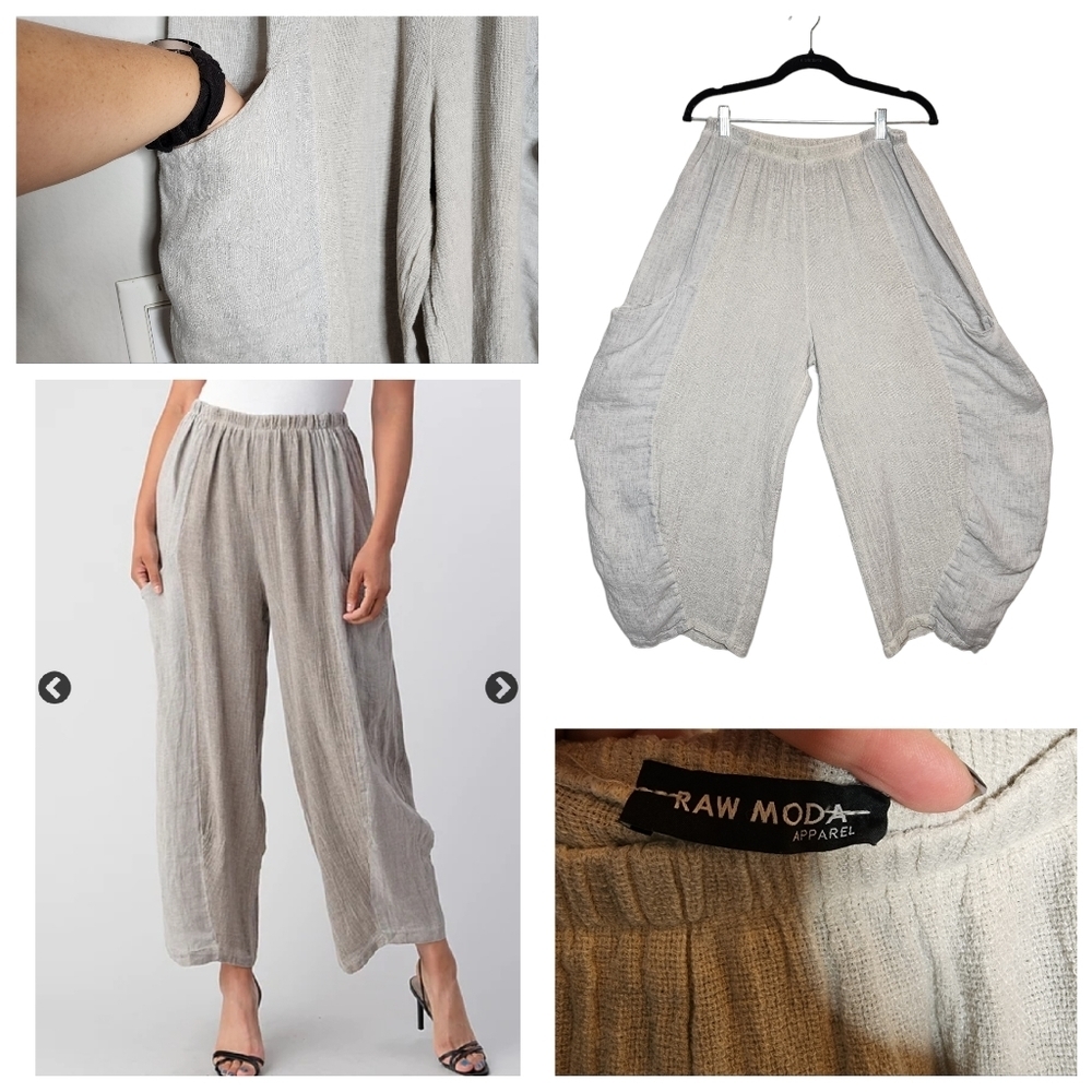 Raw Moda Straight Cotton Linen Pants With Pockets